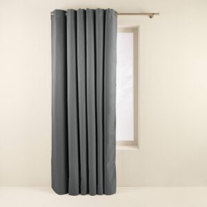 Occultant grey blue blackout eyelet curtain