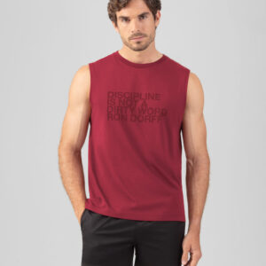 Organic Cotton Sleeveless T-Shirt "DISCIPLINE": Burnt Red