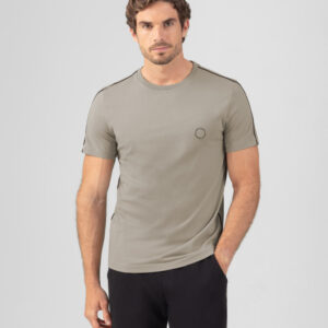Organic Cotton T-Shirt w. Piping: Dusty Beige