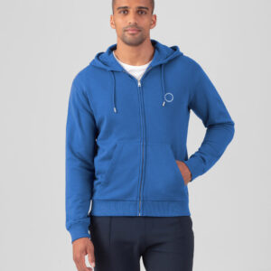 Organic Cotton Zipped Hoodie: Fjord Blue