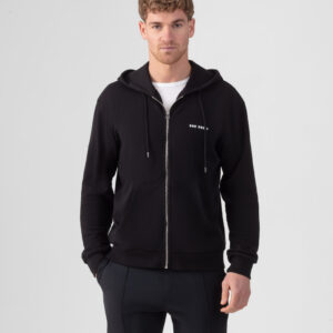 Organic Cotton Zipped Relaxed Fit Hoodie: Black