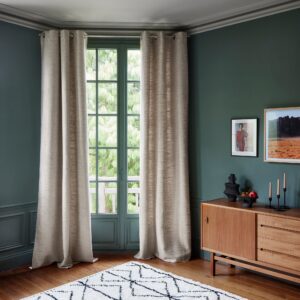 Orsso light beige silver eyelet curtain