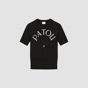 Patou jacquard knit top in eco-friendly cotton blend - Black - XL