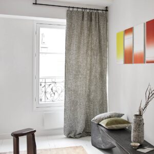 Pietro ivory and black pencil pleat curtain