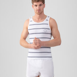 Ribbed Tank Top w. Double Stripes: Optic White