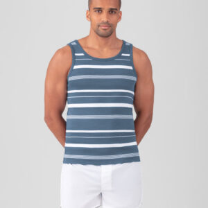 Ribbed Tank Top w. Irregular Stripes: Bering Sea