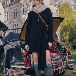 Robe-pull courte femme en côtes laine mélangée