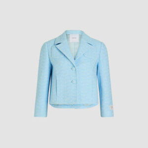Short tailored jacket in cotton tweed - Skylight Blue - 44