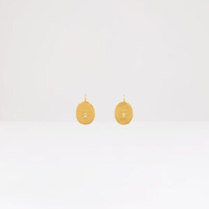 Small face brass earrings - Gold - One Size