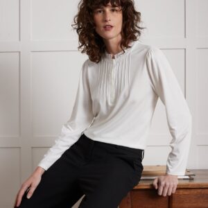 T-shirt col volanté femme - modal et coton bio