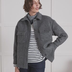 Veste surchemise femme lainage double face