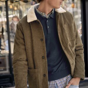 Veste worker velours col sherpa homme
