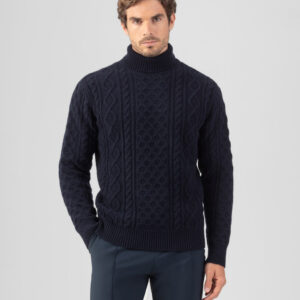 Wool Cashmere Telemark Sweater Turtle Neck: Navy
