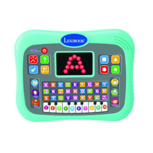 Tablette éducative bilingue parlante ABC avec touches tactiles et écran LED pour illustrer les interactions avec le jeu en anglais et fran√ßais