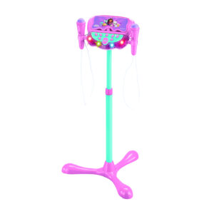 Microphone Gabby et la maison magique sur pied ajustable lumineux avec enceinte, 2 Micros et Effets vocaux