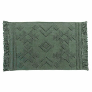 Tapis Déco à Franges “Cilaos” 60x90cm Vert Kaki