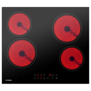 Table de cuisson vitrocéramique 60cm 4 feux 6000w noir  – HY-PLVIT4-001 – hyundai