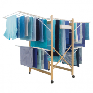 IDMARKET Séchoir à linge DELUXE design imitation bois étendoir extensible pliable