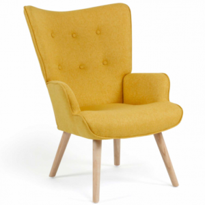 IDMARKET Fauteuil scandinave IVAR en tissu jaune