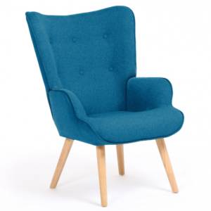 IDMARKET Fauteuil scandinave IVAR en tissu bleu canard