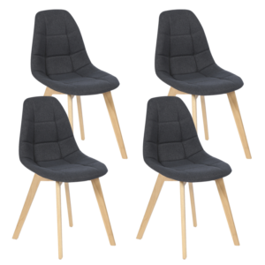 IDMARKET Lot de 4 chaises scandinaves GABY grises en tissu pour salle à manger