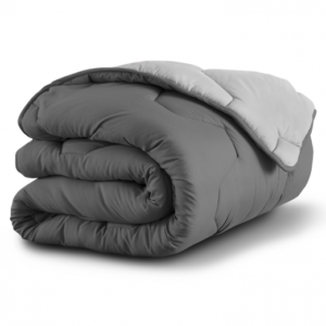 IDMARKET Couette 140×200 CM ABBY bicolore gris clair et gris 300 gr