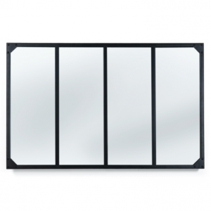 IDMARKET Miroir verrière 4 bandes design industriel 110×70 cm