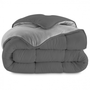 IDMARKET Couette 220×240 CM ZOE polaire biface gris clair et gris 400 gr