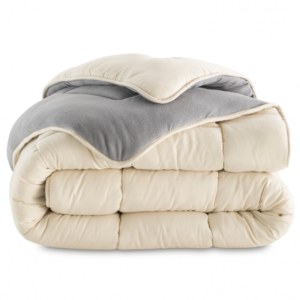 IDMARKET Couette 200×200 CM ZOE polaire biface gris et crème 400 gr