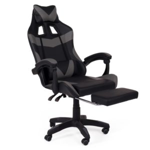 IDMARKET Fauteuil de gaming ALEX réglable avec repose-pied, coussin de tête et coussin lombaire noir et gris
