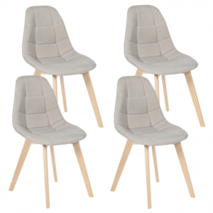 IDMARKET Lot de 4 chaises scandinaves GABY beige en tissu pour salle à manger