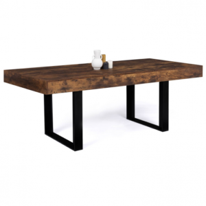 IDMARKET Table à manger rectangle PHOENIX 10 personnes bois effet vieilli et noir 200 cm