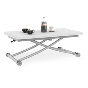 Table basse relevable en table à manger URBANA plateau blanc 2 en 1