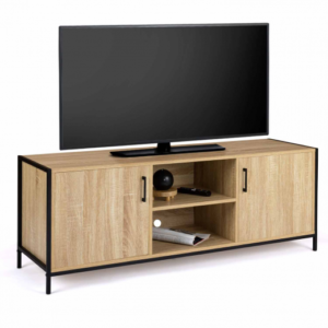 IDMARKET Meuble TV 140 cm DETROIT 2 portes design industriel