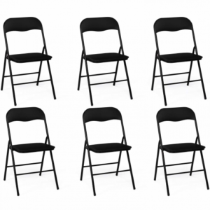 Lot de 6 chaises pliantes KITY noires en PU pour recevoir vos invités avec style et praticité