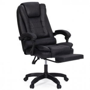 IDMARKET Fauteuil de gaming bureau JIM, avec assise rembourrée grand confort et repose-pied noir