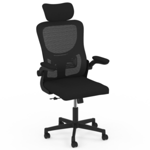 IDMARKET Fauteuil de bureau JAMES ergonomique en toile respirante et appui-tête avec roulettes noir