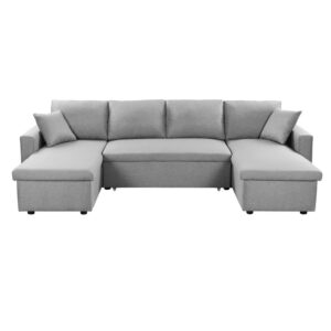 Canapé d’Angle Panoramique MARIA Convertible Avec 2 Coffres en tissu