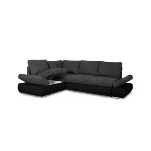 Canapé d’angle SEBASTIAN Réversible et Convertible avec coffre en simili et tissu