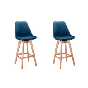 Lot de 2 tabourets de bar scandinave ANDREA avec pieds bois