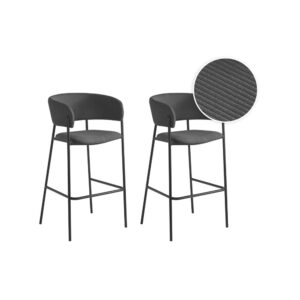 Lot de 2 tabourets de bar BOLD en velours côtelé avec pieds noirs