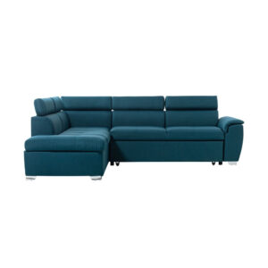 Canapé d’angle convertible PAOLA 4 places avec coffre en tissu