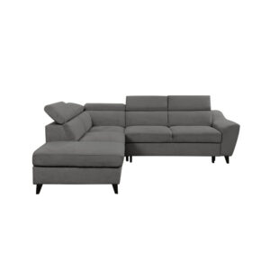 Canapé d’angle VERLA 4 places convertible avec coffre en tissu