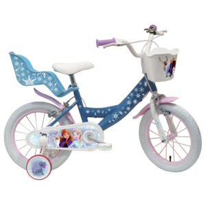 Vélo 14″ Fille Licence “Reine des Neiges” pour enfant de 4 à 6 ans avec stabilisateurs à molettes – 2 freins