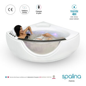 Baignoire balnéo d’angle SAMSARA Wave L135xl135xH60cm, by SPALINA