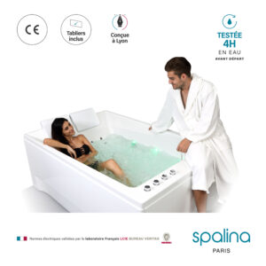 Baignoire balnéo 2 places KENSHO DUO Wave L180xl120xH68cm, by SPALINA
