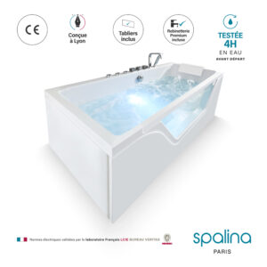 Baignoire balnéo droite TAHITI WHITE jets L170xl78xH60cm, By SPALINA