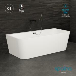 Baignoire semi-√Ælot Murale MINT Blanche 180, 180×81 cm, by Spalina