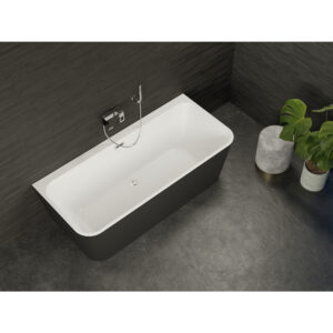 Baignoire semi-√Ælot murale MINT Noire Mate 170, 170x81cm, by SPALINA