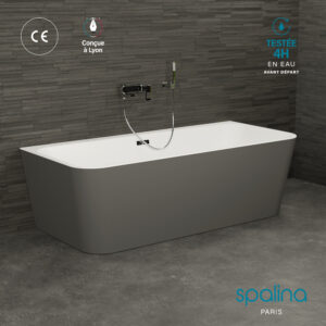 Baignoire semi-√Ælot murale MINT Grise Mate 170, 170x81cm,  by SPALINA